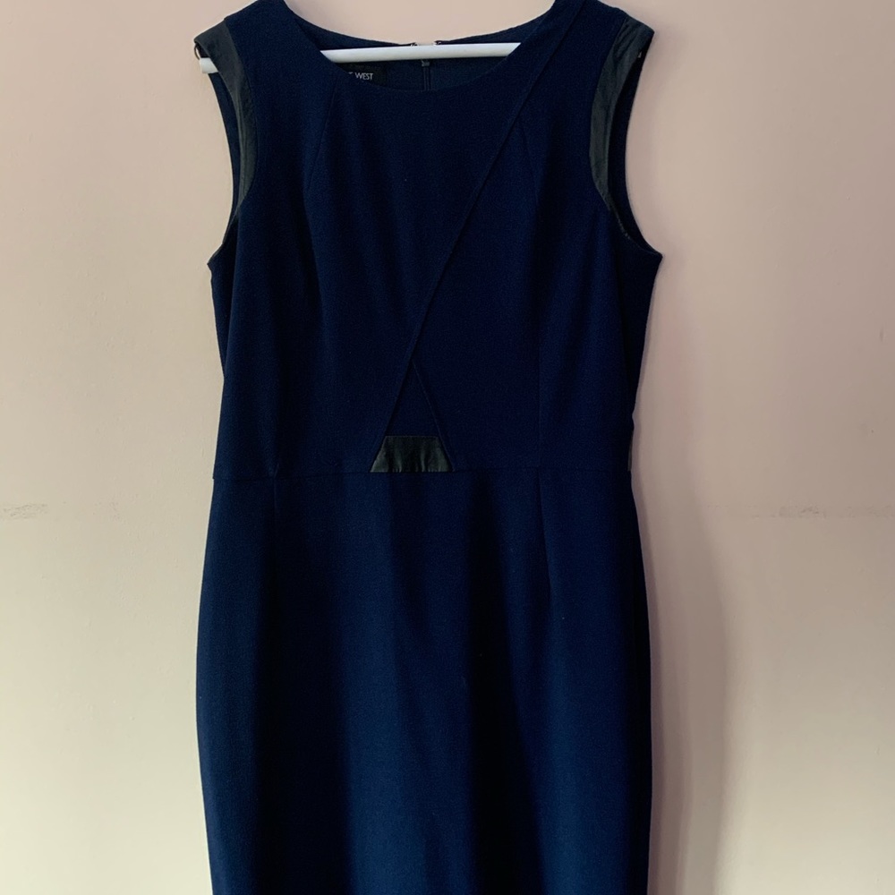 Nine West sleeveless dress with leather detailing
